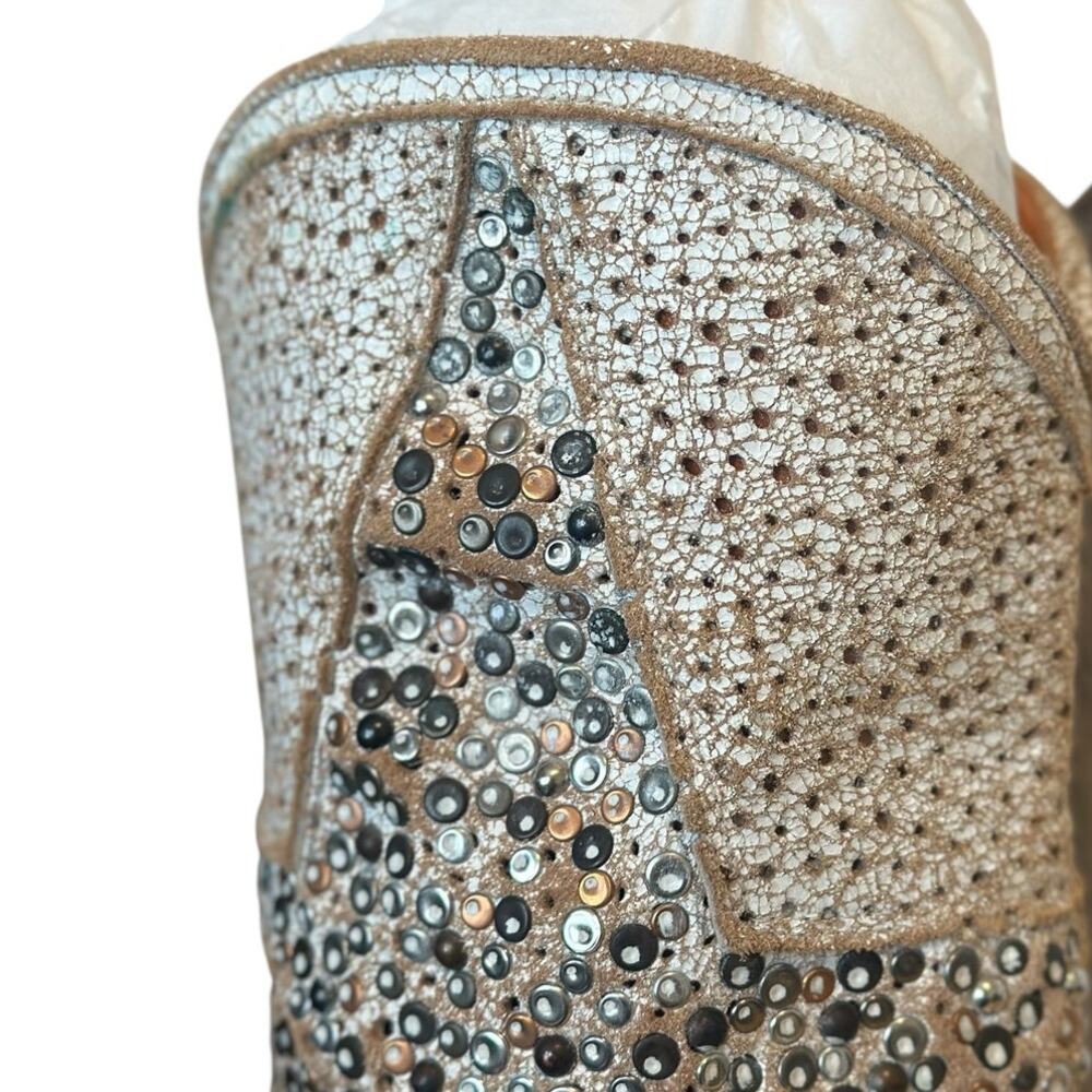 Frye Vintage Deborah White Studded Star Mid Calf Y2K Western Boots Size 7.5 - Picture 7 of 13